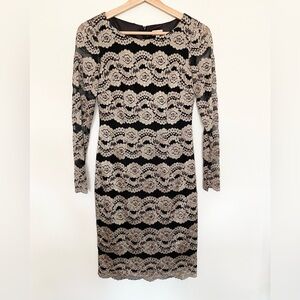 Cremieux Black and Gold Lace Dress